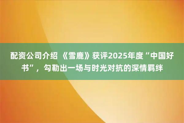 配资公司介绍 《雪鹿》获评2025年度“中国好书”，勾勒出一场与时光对抗的深情羁绊